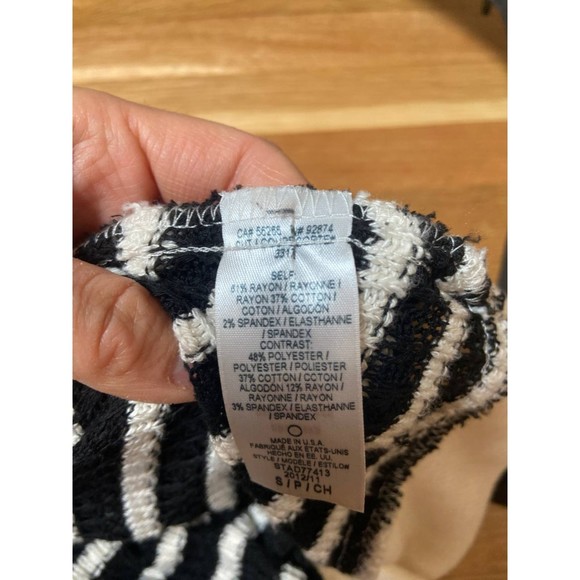 Splendid Black and White Striped Open Front Cardigan with Pockets Size Small - Picture 4 of 7